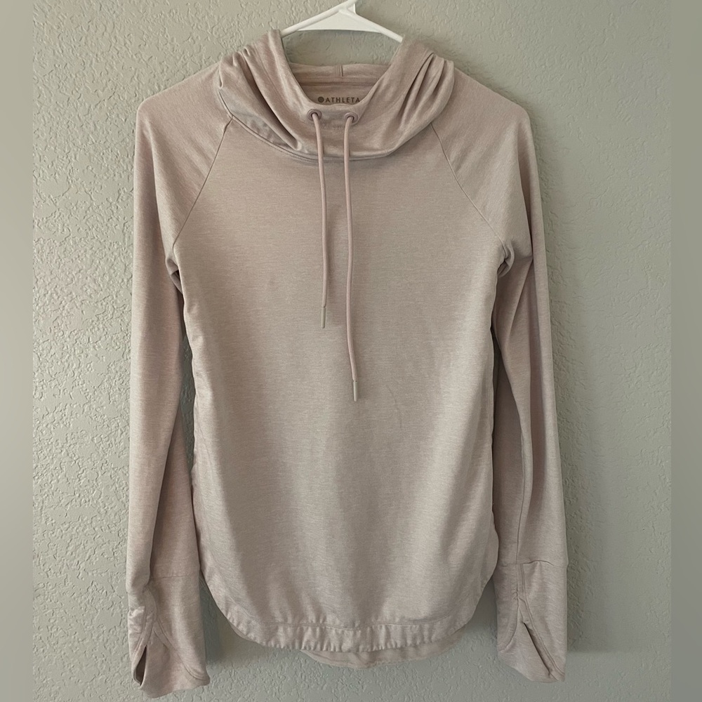 Super soft, scuba neck, pale pink hoodie by Athleta